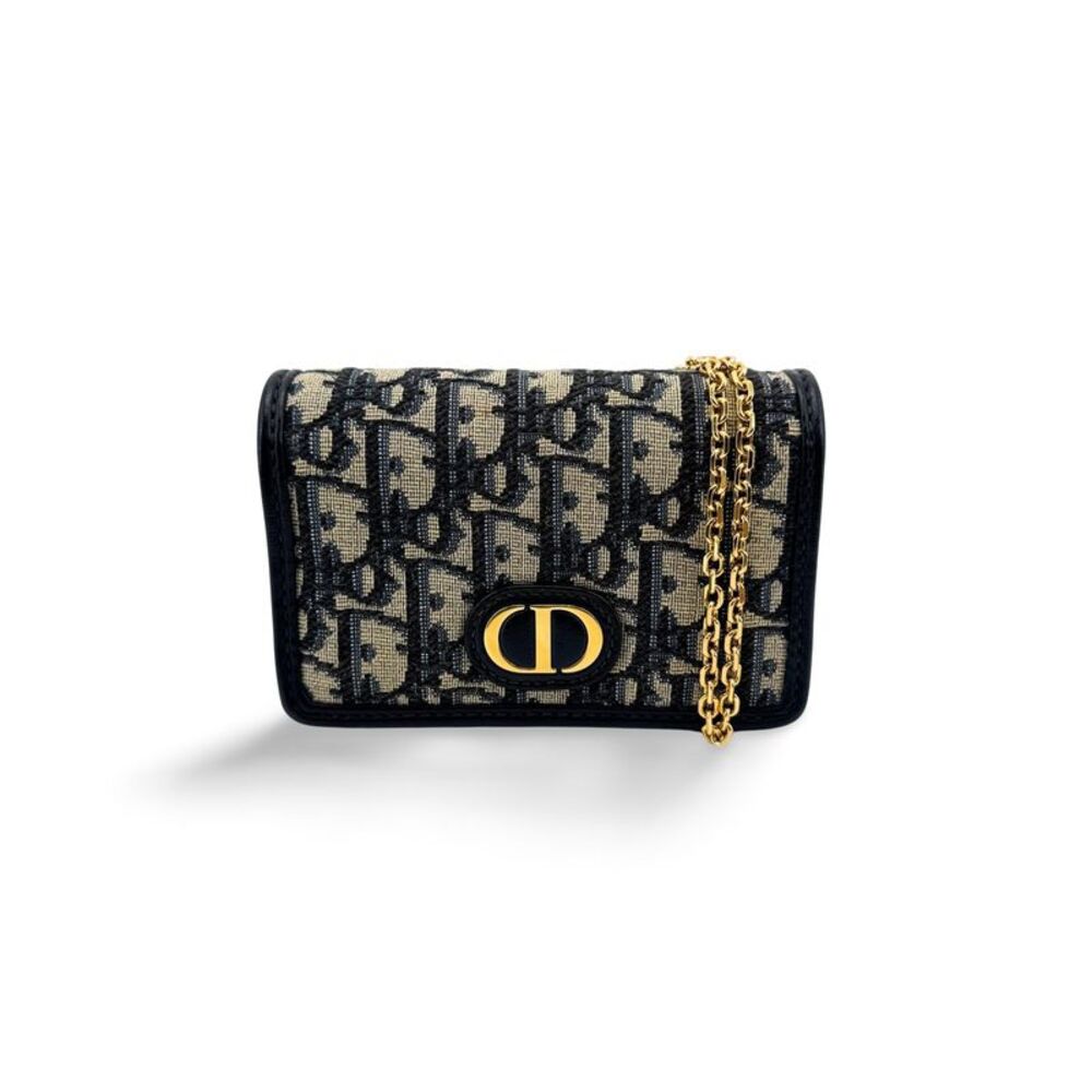 Dior 30 Montaigne Nano Chain Clutch Oblique Blue